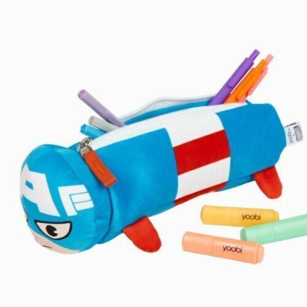 NWT Yoobi Marvel Captain America Zipper Barrel Pencil Case
